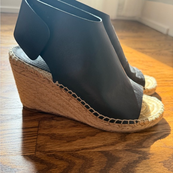 Celine Black Leather Wedge Espadrilles - Picture 1 of 4